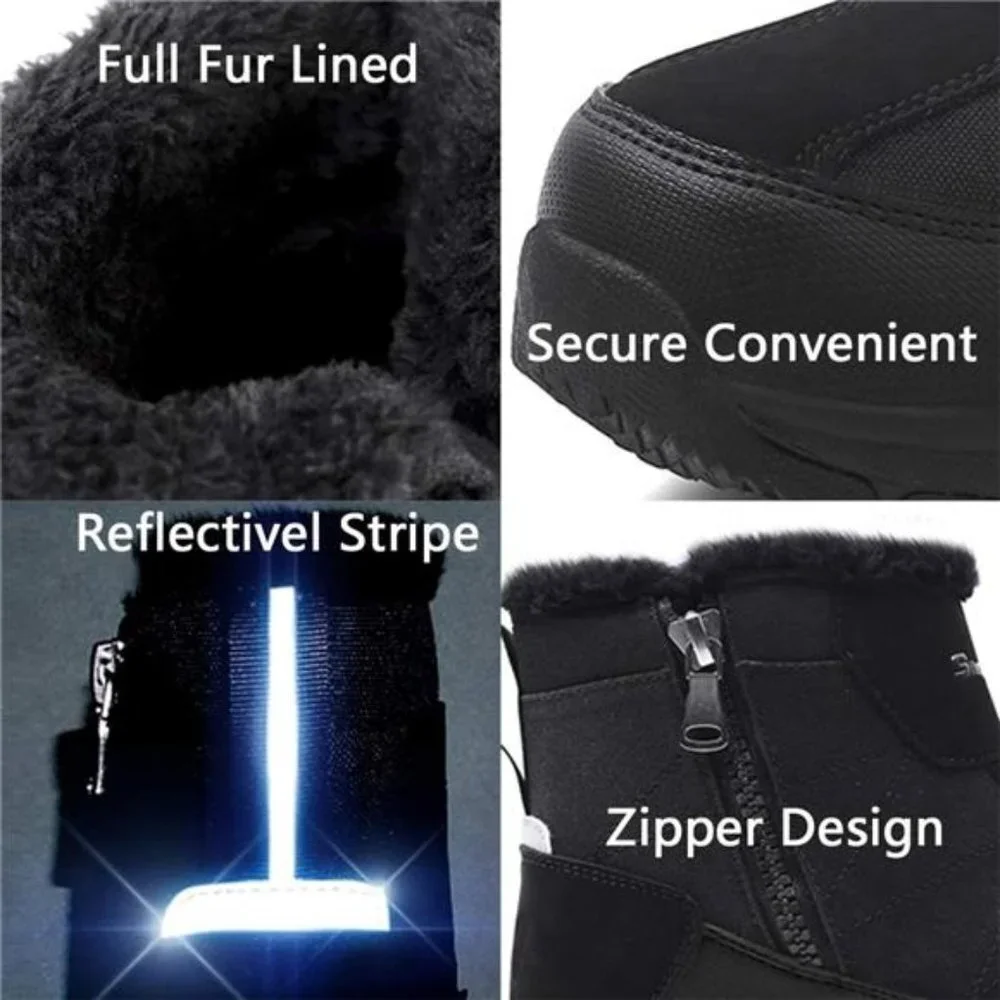 Men's Warm Snow Boots, Fur Lined Waterproof Winter Shoes